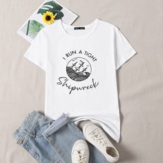Графический Повседневный Футболки Shein