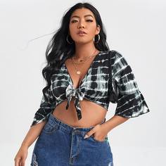 С батом перед тай дай Бохо Женские топы размер плюс Shein