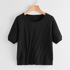 Одноцветный Повседневный Трикотажные топы Shein