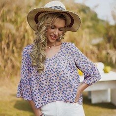 с оборками Цветочный Бохо Блузы Shein