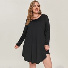 Одноцветный Повседневный Платья размер плюс Shein