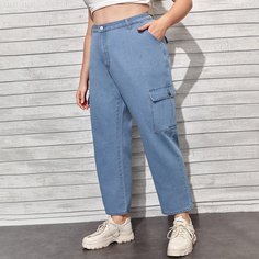 Джинсы-карго размера плюс с карманом Shein