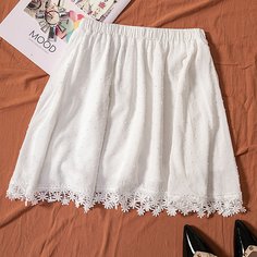 Однотонная юбка с кружевом Shein