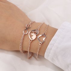 3шт браслет-цепочка с сердечком Shein