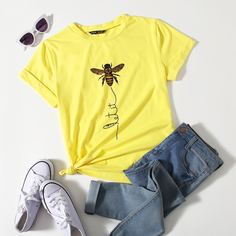 Животный Повседневный Футболки Shein