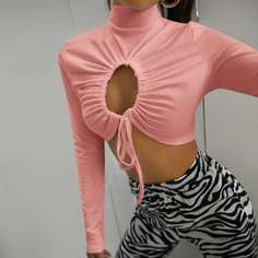 с разрезом Одноцветный Сексуальный Женские топы Shein