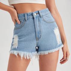 Рваные джинсовые шорты Shein