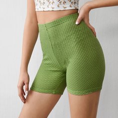Однотонные байкерские шорты с высокой талией Shein