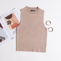 Вязаный жилет с круглым воротником Shein