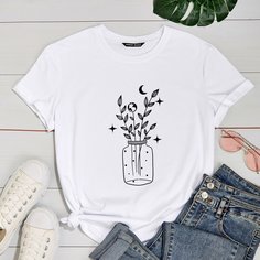 Растения Повседневный Футболки Shein