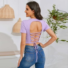 Короткая футболка с открытой спиной Shein