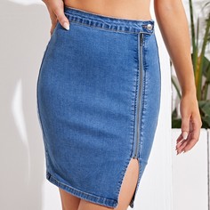 Джинсовая юбка с разрезом Shein