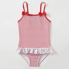 Слитный купальник в полоску для девочек Shein