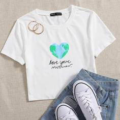 буква Повседневный Футболки Shein