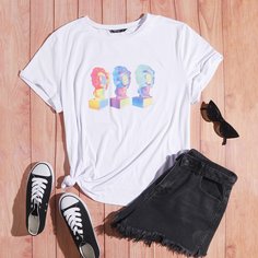 Футболка размера плюс с принтом Shein