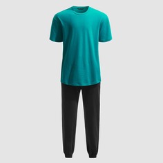 Мужские брюки на кулиске и топ с коротким рукавом Shein