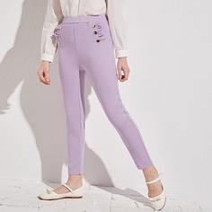 Брюки с карманом и пуговицами для девочек Shein