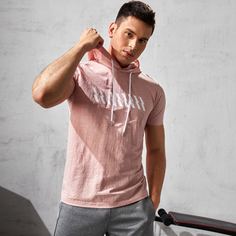 Мужская спортивная футболка с капюшоном и рисунком букв с кулиской Shein