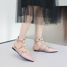 Ремешок на щиколотке с заклепками Одноцветный Модный Балетки Shein