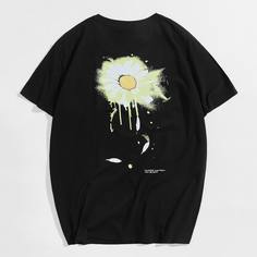 Мужская футболка с цветочным принтом Shein