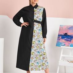 Платье размера плюс с текстовым принтом Shein