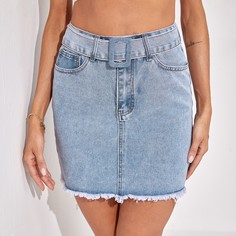 Джинсовая юбка с поясом Shein