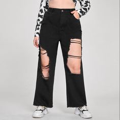 на пуговицах Одноцветный Джинсы размер плюс Shein