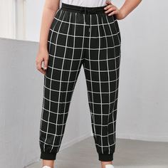 Брюки в клетку размера плюс Shein