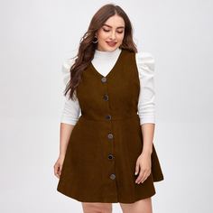 Платье размера пюс с v-образным воротником без топа Shein