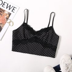 Топ-бретель из кружева с вышивкой в ​​горошек Shein