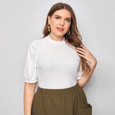 Одноцветный Элегантный Футболка размера плюс Shein