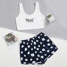 Пижама с текстовым принтом Shein