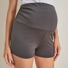 Однотонные байкерские шорты для беременных Shein