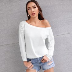 Однотонный асимметричный свитшот Shein