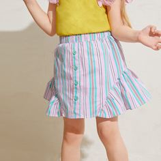 С оборками Полосатый Повседневный Юбки для девочек Shein