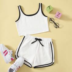 Майка и шорты для девочек Shein