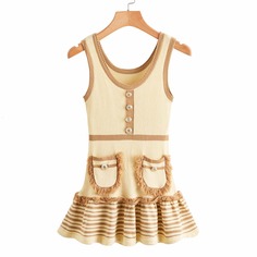 С оборками Полосатый Повседневный Платья-свитеры Shein