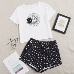 Пижама с принтом галактики Shein