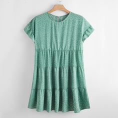 С оборками Принт Повседневный Платья размер плюс Shein