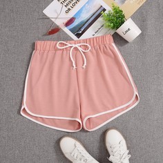 Шорты на кулиске с контрастной отделкой Shein