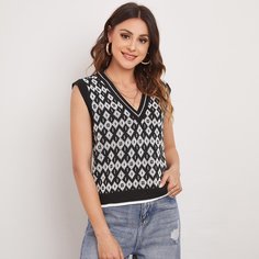 Трикотажный жилет с узором аргайл Shein