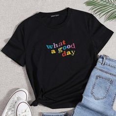 Лозунг Повседневный Футболки Shein