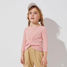 Трикотажная футболка с драпировкой для девочек Shein
