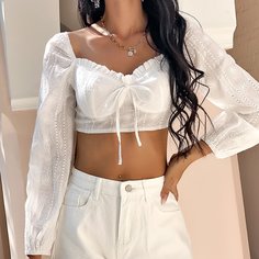 Застежка Одноцветный Бохо Блузы Shein