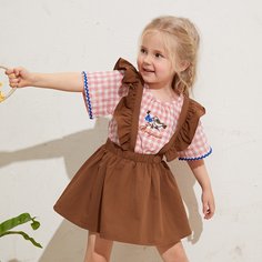 с оборками Одноцветный Повседневный Юбки для девочек Shein