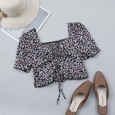 С оборками цветочный Бохо Блузы Shein