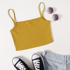 Трикотажный короткий топ Shein