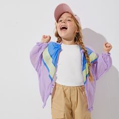 Контрастная куртка на молнии для девочек Shein