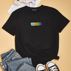 Футболка с текстовым принтом Shein