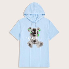 Мужская футболка с капюшоном с надписью и графическим принтом Shein